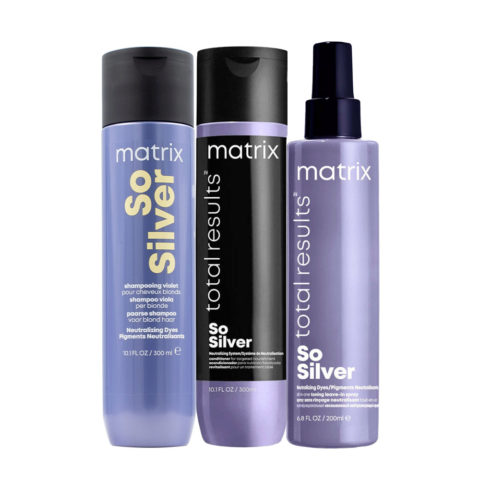 Matrix Total Results So Silver Shampoo 300ml Conditioner 300ml All in One Toning Spray 200ml