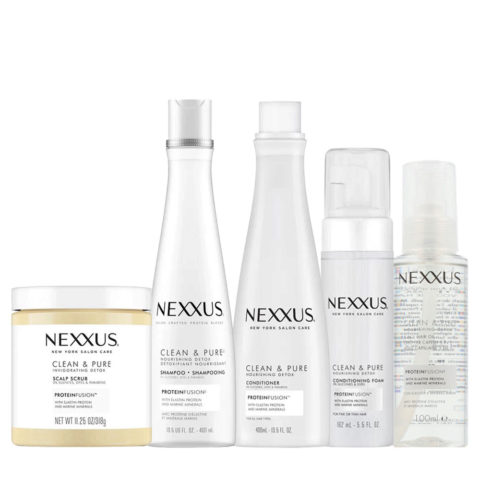 Nexxus Clean & Pure Exfoliating Scrub 250ml Shampoo 400ml Conditioner 400ml Conditioner Foam 150ml Oil 100ml