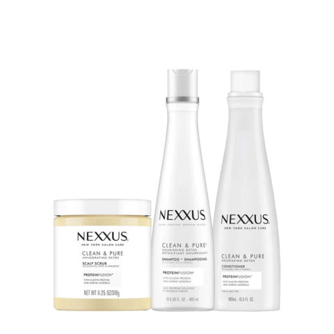 Nexxus Clean & Pure Exfoliating Scrub 250ml Shampoo 400ml Conditioner 400ml