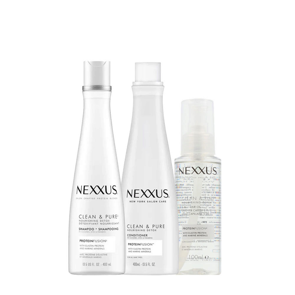 Nexxus Clean & Pure Shampoo 400ml Conditioner 400ml Oil 100ml