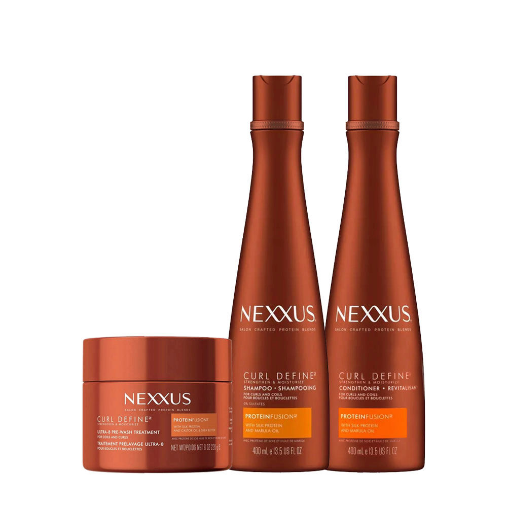 Nexxus Curl Define Ultra-8 Pre-Wash Treatment 250ml Shampoo 400ml Conditioner 400ml
