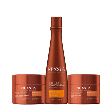 Nexxus Curl Define Ultra-8 Pre-Wash Treatment 250ml Shampoo 400ml Conditioner Leave-In 250ml