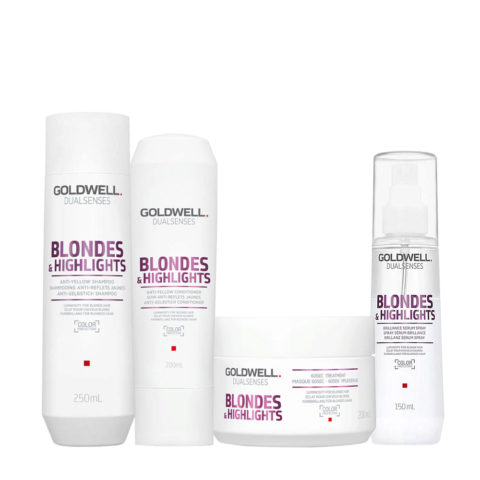 Goldwell Dualsenses Blonde & Highlights Shampoo 250ml Conditioner 200ml 60Sec Treatment 200ml Serum Spray 150ml