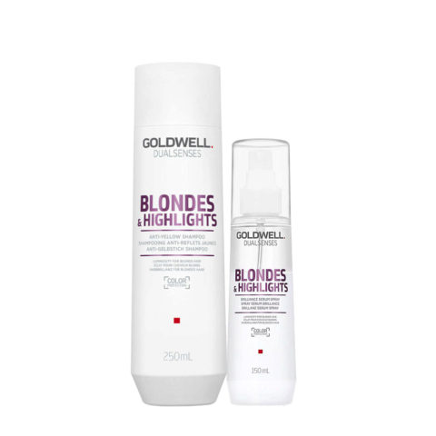 Goldwell Dualsenses Blonde & Highlights Anti-Yellow Shampoo 250ml Brilliance Serum Spray 150ml