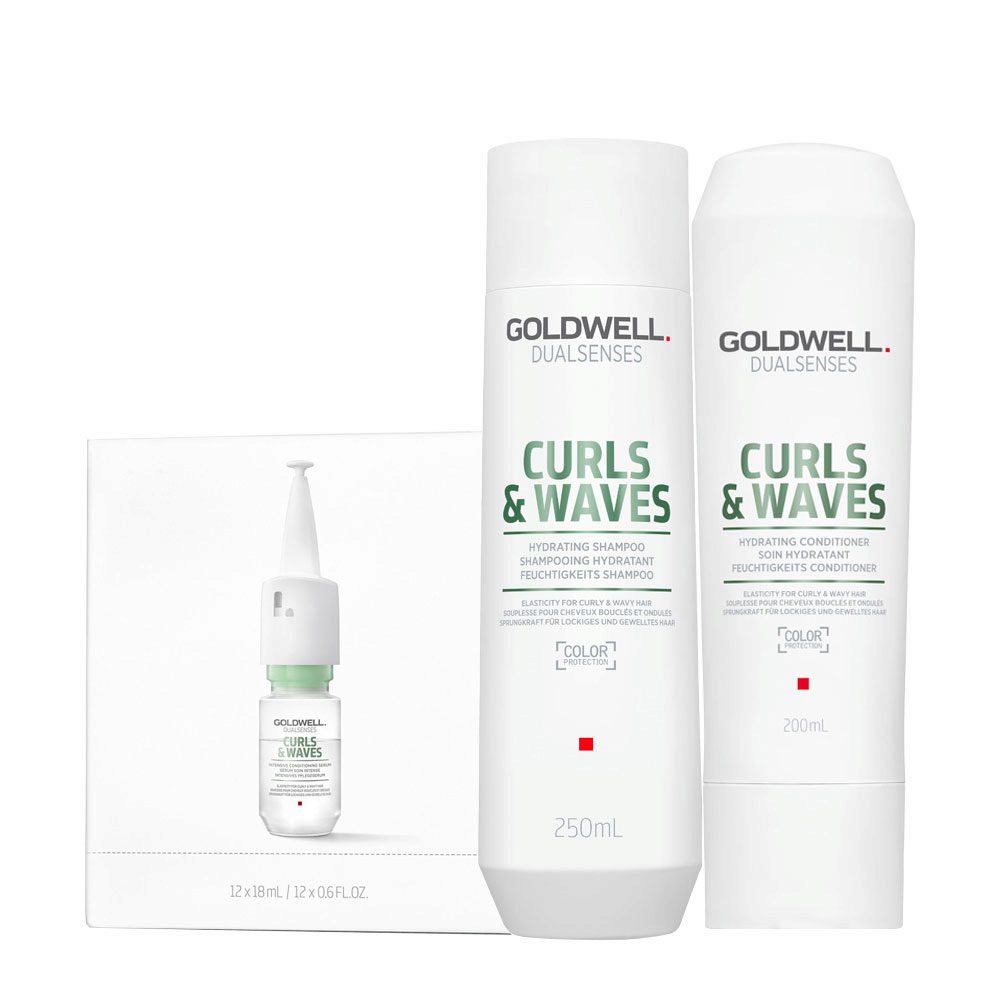 Goldwell Dualsenses Curls & Wave Conditioning Serum 12x18ml Shampoo 250ml Conditioner 200ml