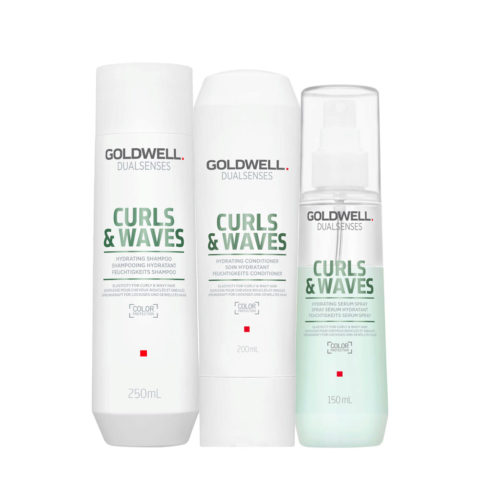 Goldwell Dualsenses Curls & Waves Hydrating Shampoo 250ml Conditioner 200ml Serum Spray 150ml