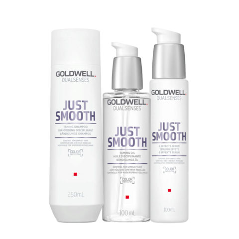 Goldwell Dualsenses Just Smooth Taming Shampoo 250ml Oil 100ml 6 Effects Serum 100ml