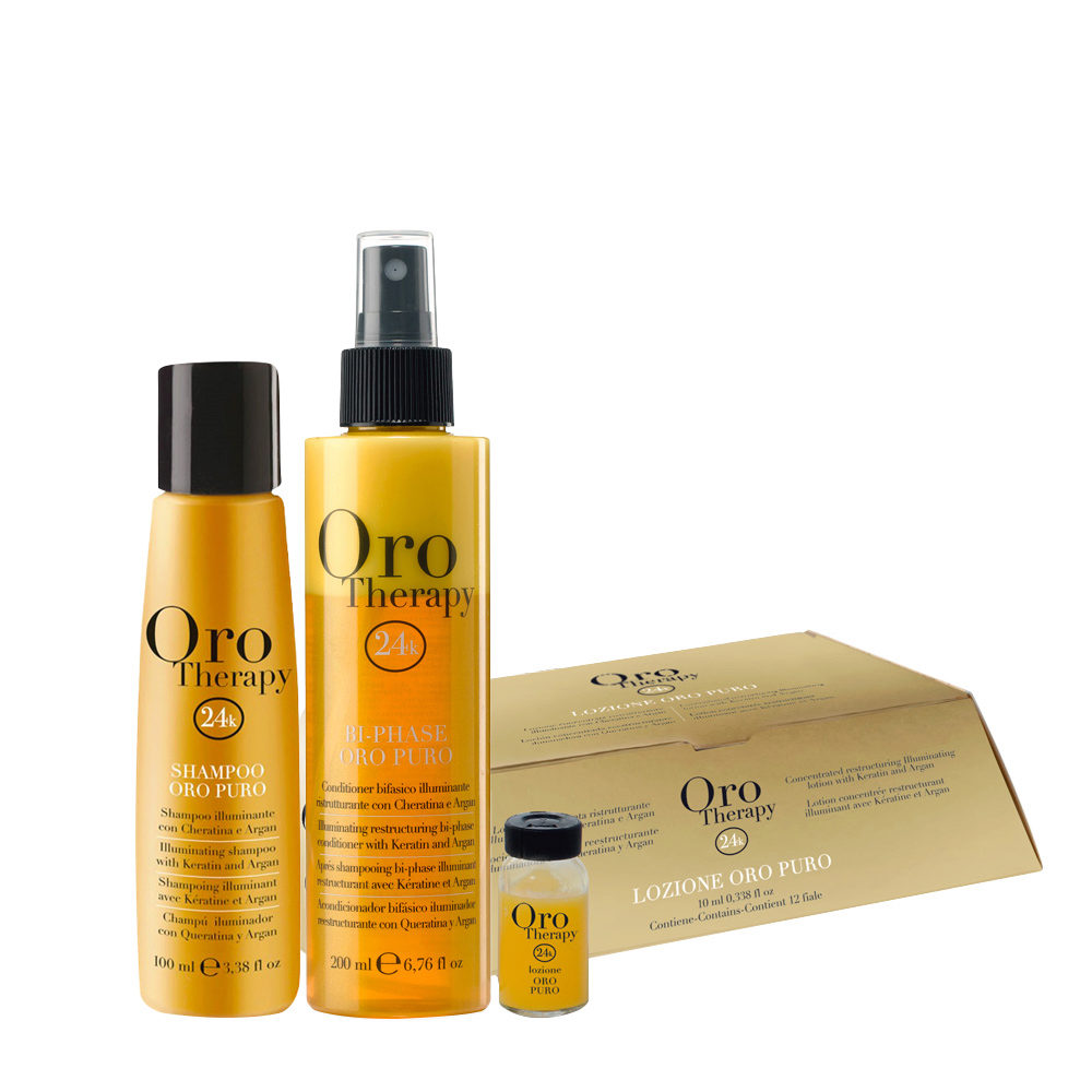 Fanola Oro Therapy Oro Puro Shampoo 200ml BiPhase 200ml Lotion 12x10ml