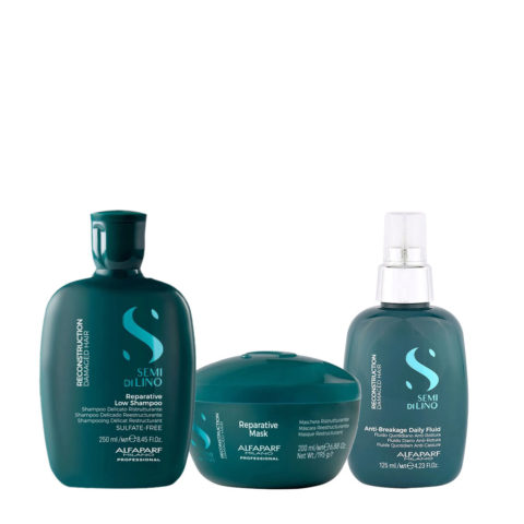 Alfaparf Milano Reconstruction Reparative Low Shampoo 250ml Mask 200ml Anti-Breakage Daily Fluid 125ml