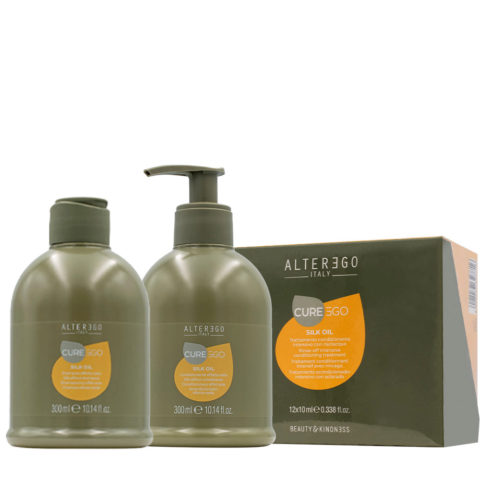 Alterego CureEgo Silk Oil Shampoo 300ml Conditioning Cream 300ml Intensive Lotion 12x10ml