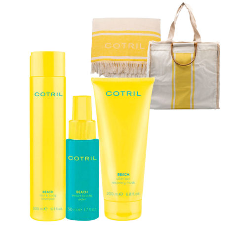 Cotril Beach Shampoo 300ml Beauty Water 50ml Mask 200ml  + Complimentary towel and beach bag