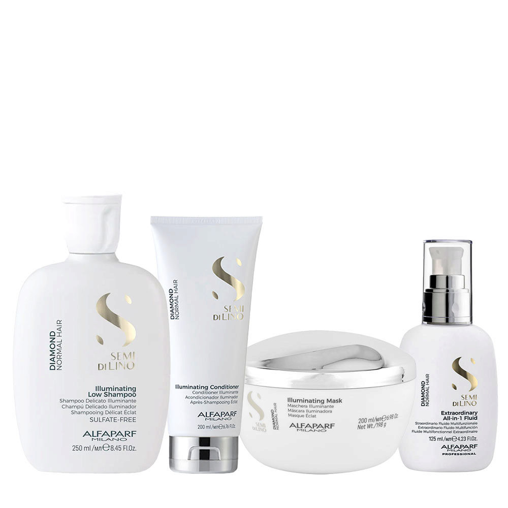 Alfaparf Milano Semi Di Lino Diamond Shampoo250ml Conditioner200ml Mask200ml All-In-1 Fluid 125ml