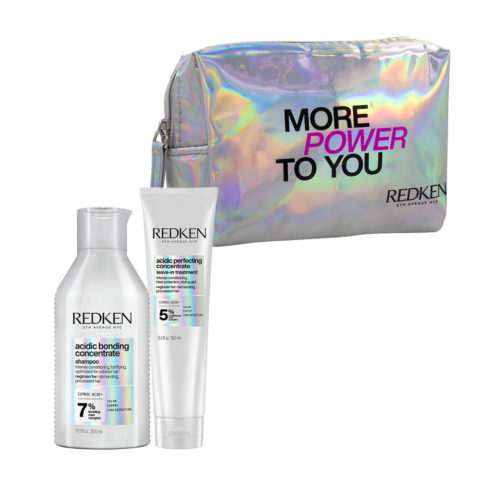 Redken Acidic Bonding Concentrate Shampoo 300ml Leave-in Treatment 150ml + Free Pochette