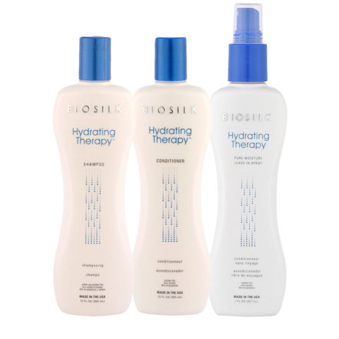 Biosilk Hydrating Therapy Shampoo 355ml Conditioner 355ml Leave In Spray 207ml