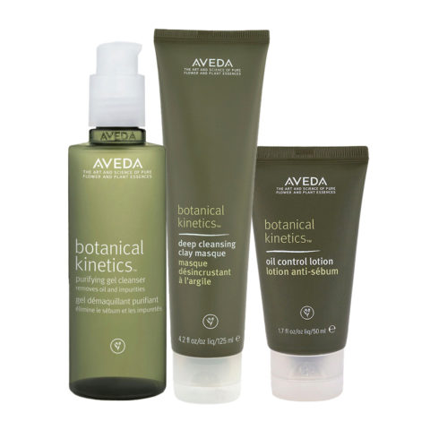 Aveda Botanical Kinetics Purifying Gel Cleanser 150ml Deep Cleansing Clay Masque 125ml Oil Control Lotion 50ml