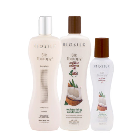 Biosilk Silk Therapy Shampoo 355ml Balsamo Idratante 355ml  Leave In Treatment 67ml