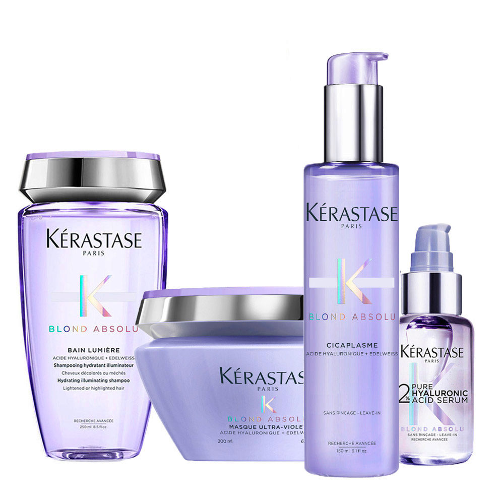 Kerastase Blond Absolu Bain Lumière 250ml Masque Ultra Violet 200ml Cicaplasme 150ml Serum 2% Hyaluronic Acid 50ml