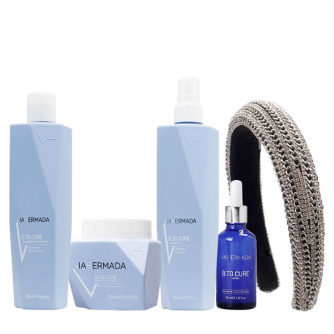 VIAHERMADA B.to.cure Shampoo 250ml Mask 250ml Leave in 250ml Lotion 50ml + Free Domed Headband