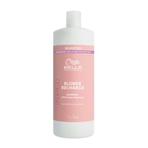 Wella Invigo Blonde Recharge Cool Neutralizing Shampoo 1000ml - blonde hair shampoo