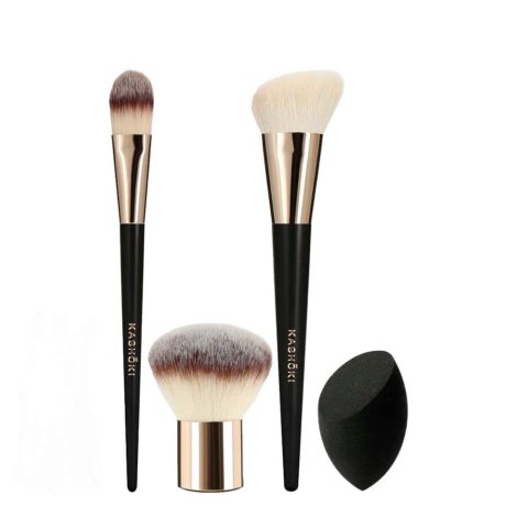 Kashōki MakeUp Flat Foundation Brush 104 Kabuki Powder Brush Angled Blush Brush 304 Sponge Olive Cut Black