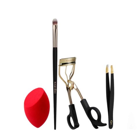 Kashōki Make Up Sponge Olive Cut Red Concealer 108 Eyelash Curler Tweezers With Case