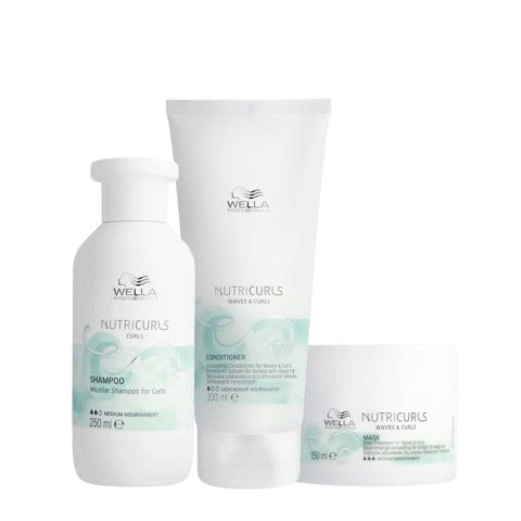 Wella Nutricurls Micellar Shampoo 250ml Waves & Curls Conditioner 200ml Mask 150ml