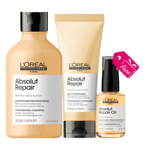 L'Oréal Professionnel Paris Absolut Repair Shampoo 300ml Conditioner 200ml + FREE Oil 30ml