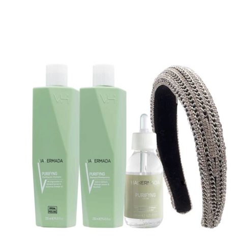 VIAHERMADA Purifyng Peeling 250ml Shampoo 250ml Lotion 125ml + Free Domed Headband