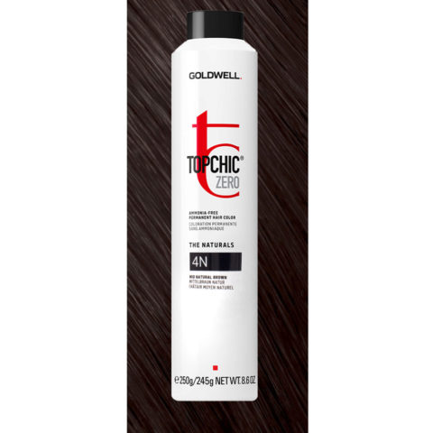 4N Topchic Zero Mid Natural Brown Can 250ml - permanent colouring without ammonia