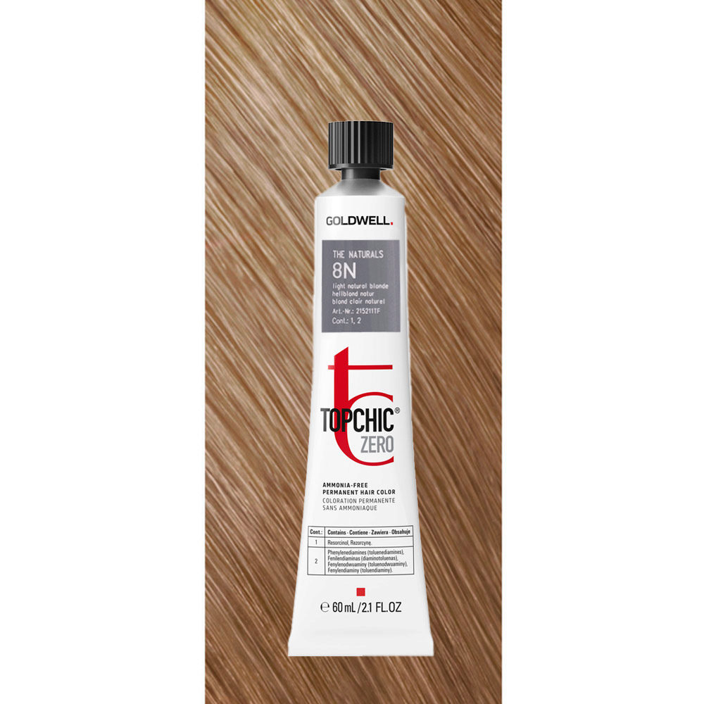 8N Topchic Zero Light Natural Blonde tb 60ml - permanent colouring without ammonia