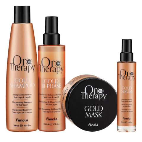 Fanola Oro Therapy Oro Puro Gold Shampoo 300ml Conditioner 200ml Mask 300ml Serum 100ml