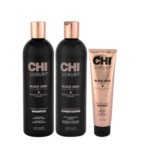 CHI Luxury Black Seed Oil Gentle Cleansing Shampoo 355ml Conditioner 355ml Masque 147ml