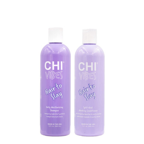 CHI Vibes Hair To Slay Daily Moisturizing Shampoo 355ml Split-End Mending Conditioner 355ml