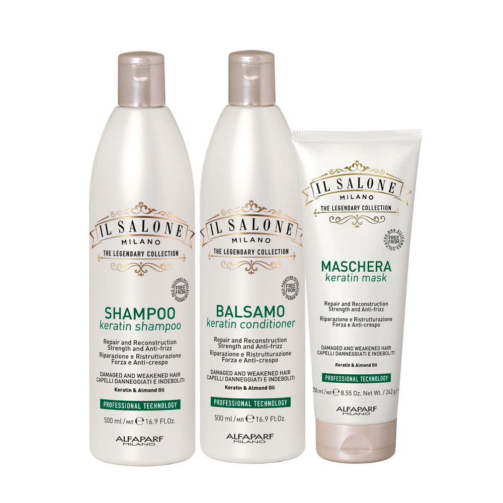 Il Salone Milano Keratin Shampoo 500ml Conditioner 500ml Mask 250ml