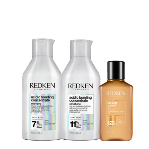 Redken Acidic Bonding Concentrate Shampoo 300ml Conditioner 300ml Argan Oil 111ml