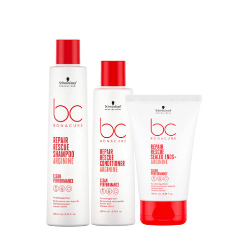 Schwarzkopf BC Bonacure Repair Rescue Shampoo Arginine 250ml Conditioner 200ml Sealed Ends 100ml