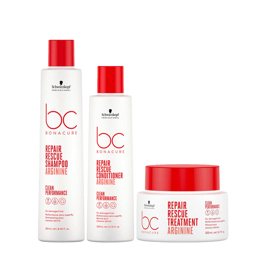 Schwarzkopf BC Bonacure Repair Rescue Shampoo Arginine 250ml Conditioner 200ml Treatment 200ml