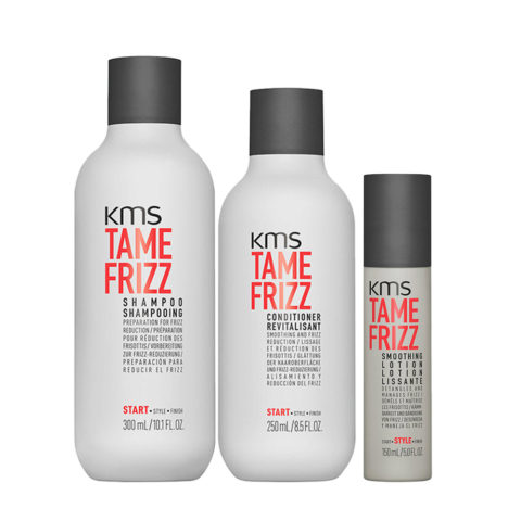 KMS Tame Frizz Shampoo 300ml Conditioner 250ml Smoothing Lotion 150ml
