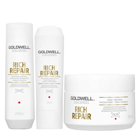 Goldwell Dualsenses Rich Repair Restoring Shampoo 250ml Conditioner 200ml Restoring 60Sec Treatment 200ml