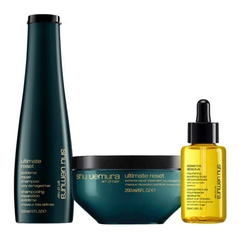 Shu Uemura Ultimate Reset Extreme Repair Shampoo 300ml Treatment 200ml Scalp Oil Concentrate 50ml