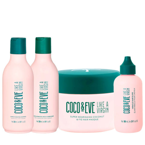Coco & Eve Like A Virgin Super Hydrating Shampoo 250ml Conditioner 250ml Mask 212ml Elixir 100ml