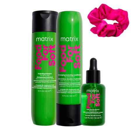 Matrix Haircare Food For Soft Shampoo 300ml Conditioner 300ml Oil 50ml + Free InstaCure Scrunch