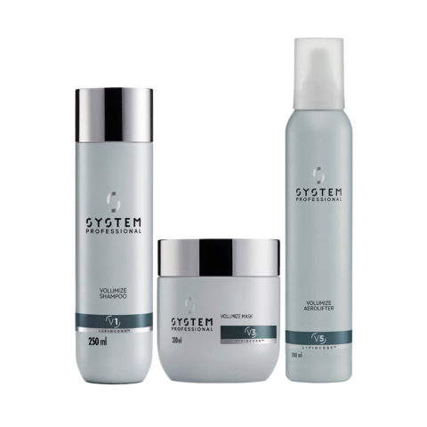 System Professional Volumize Shampoo 250ml Mask 200ml Aerolifter 200ml