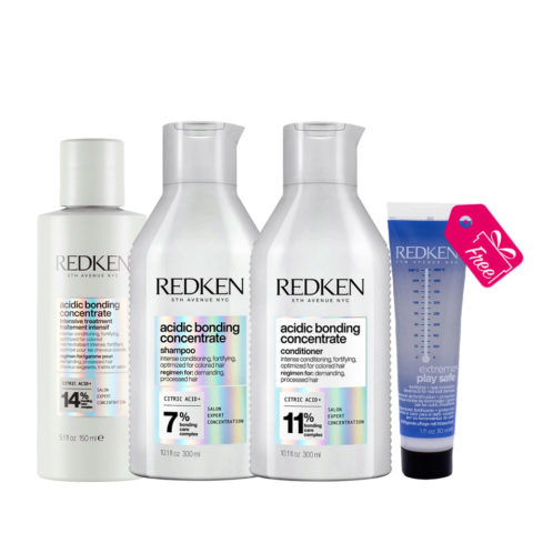 Redken Acidic Bonding Concentrate Pre Treatment 150ml Shampoo 300ml Conditioner 300ml + FREE Mini Play Safe 30ml