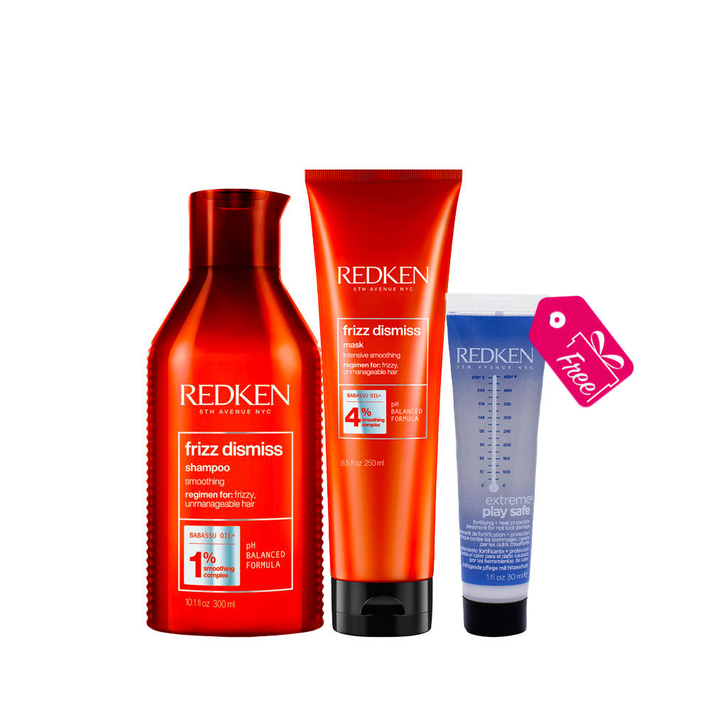 Redken Frizz Dismiss Shampoo 300ml Mask 250ml + FREE Extreme Mini Play Safe 30ml
