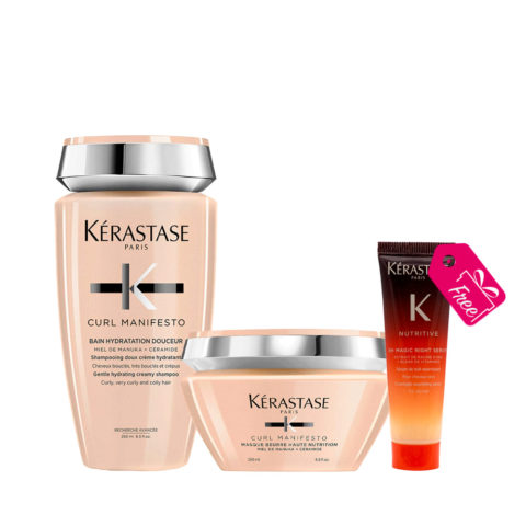 Kerastase Curl Manifesto Shampoo 250ml Mask 200ml + FREE Nutritive 8H Magic Night Serum 30ml