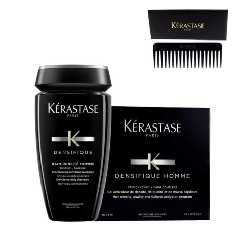 Kerastase Densifique Homme Shampoo 250ml Cure 30x6ml +FREE Professional Comb For All Types Hair