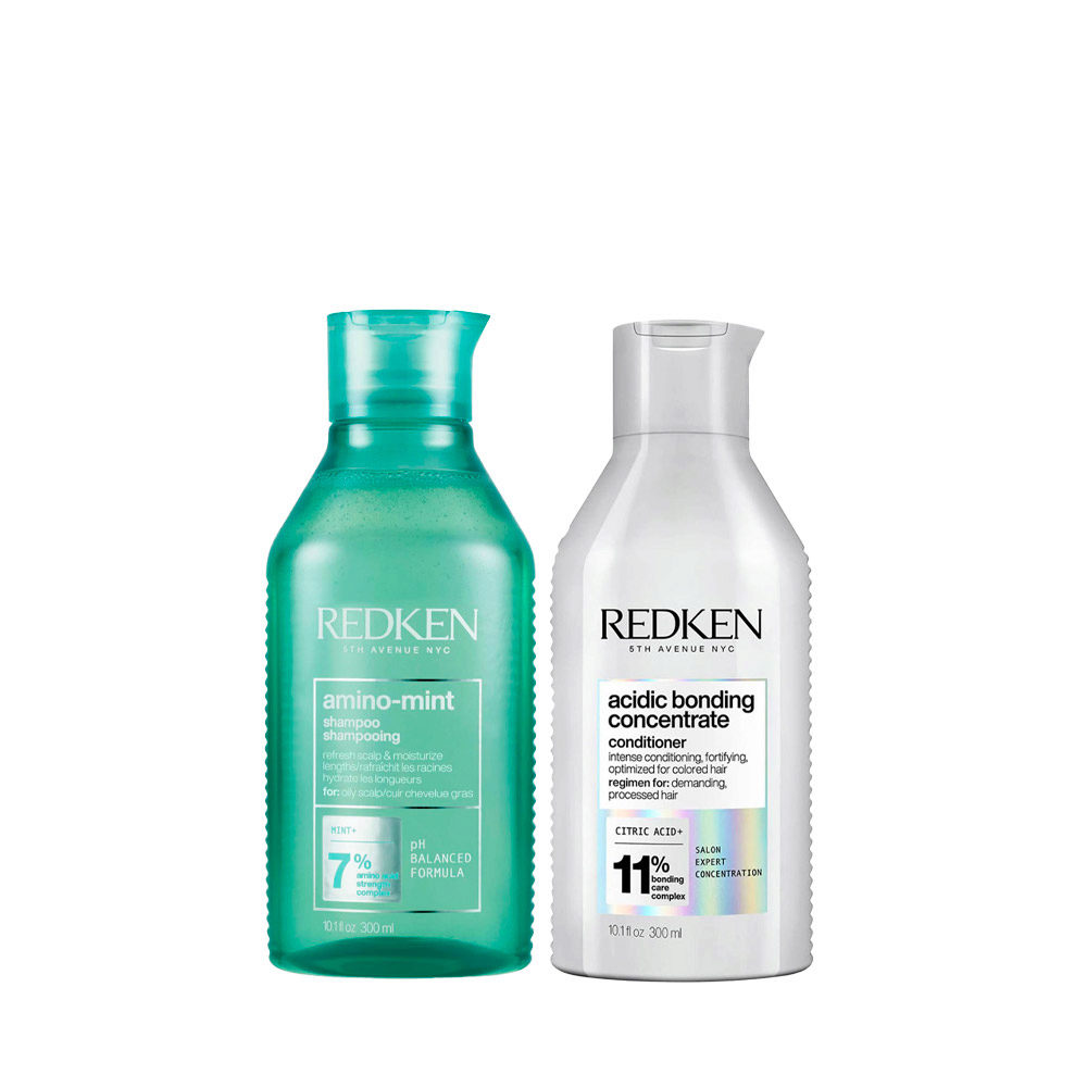 Redken Amino Mint Shampoo 300ml Acidic Bonding Concentrate Conditioner 300ml - purifying and restructuring treatment