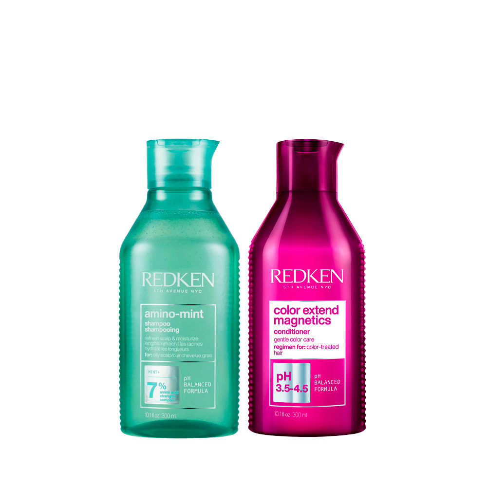 Redken Amino Mint Shampoo 300ml Color Extend Magnetics Conditioner 300ml - purifying treatment for coloured hair