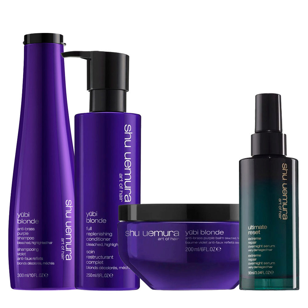 Shu Uemura Yubi Blonde Anti-Brass Purple Shampoo 300ml Conditioner 250ml Balm 200ml Serum 90ml